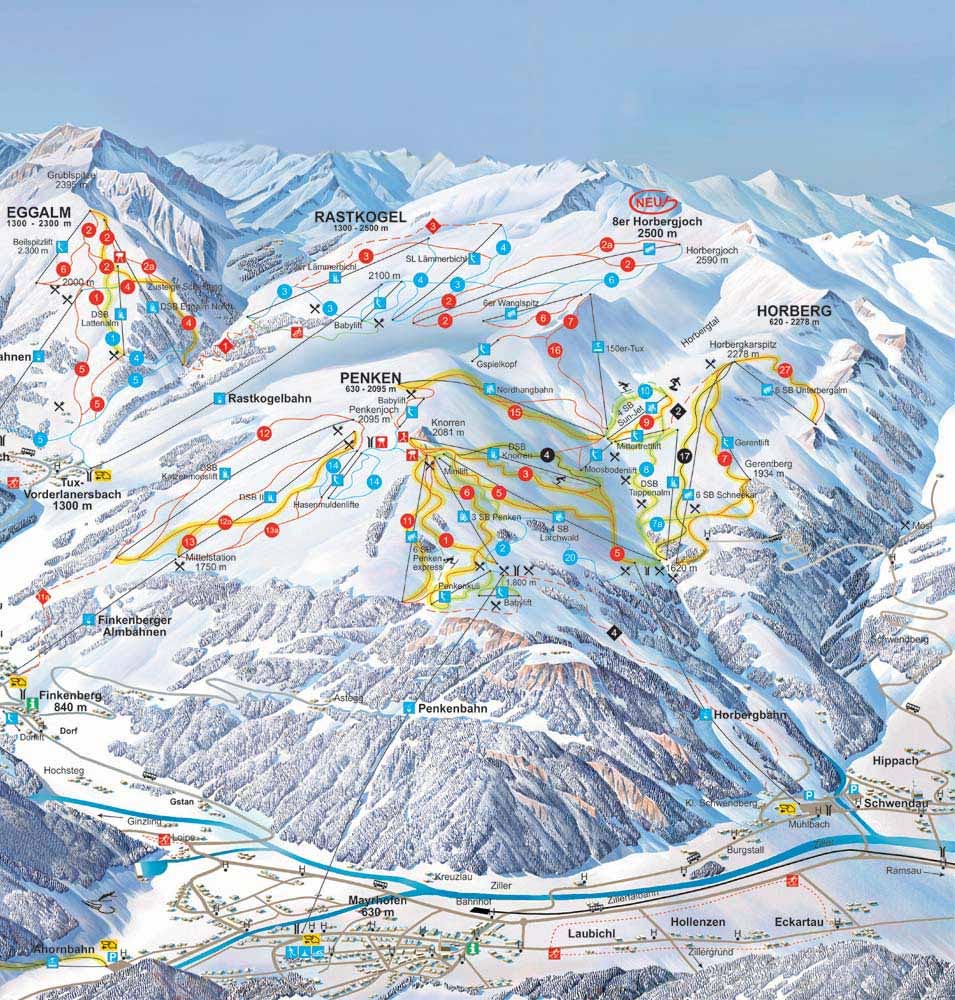 Карта схема трасс. Зона катания Циллерталь. Тинь карта трасс. Австрия горнолыжный курорт схема трасс. Горнолыжные курорты Майрхофен 18 трасса.