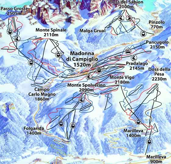 Горнолыжный курорт Мадонна-ди-Кампильо в Италии