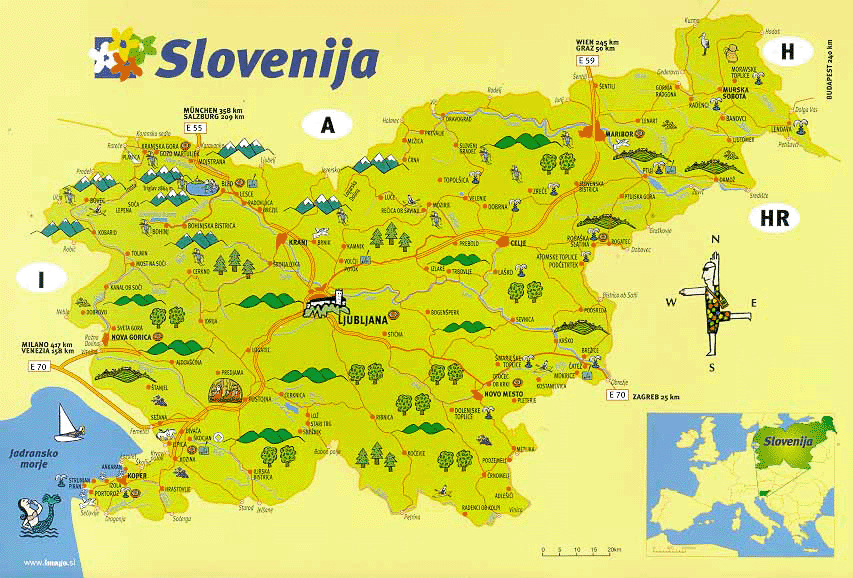 Города словении карта