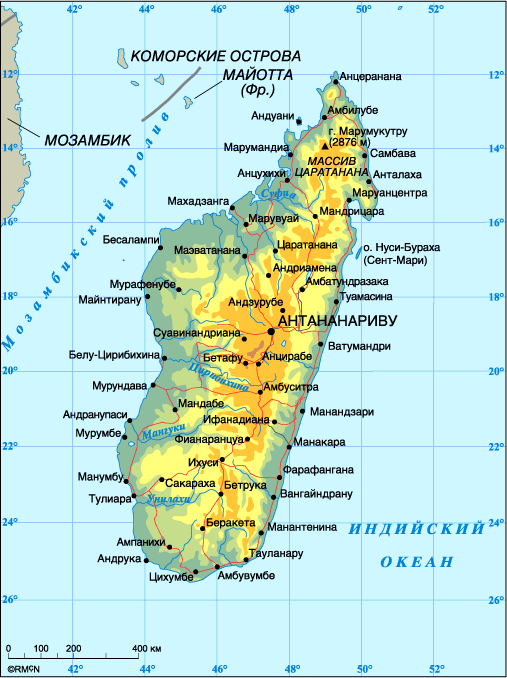 Мадагаскар карта мира
